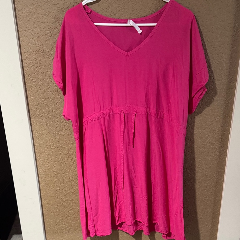 Vibrant Pink V-Neck Swim Coverup